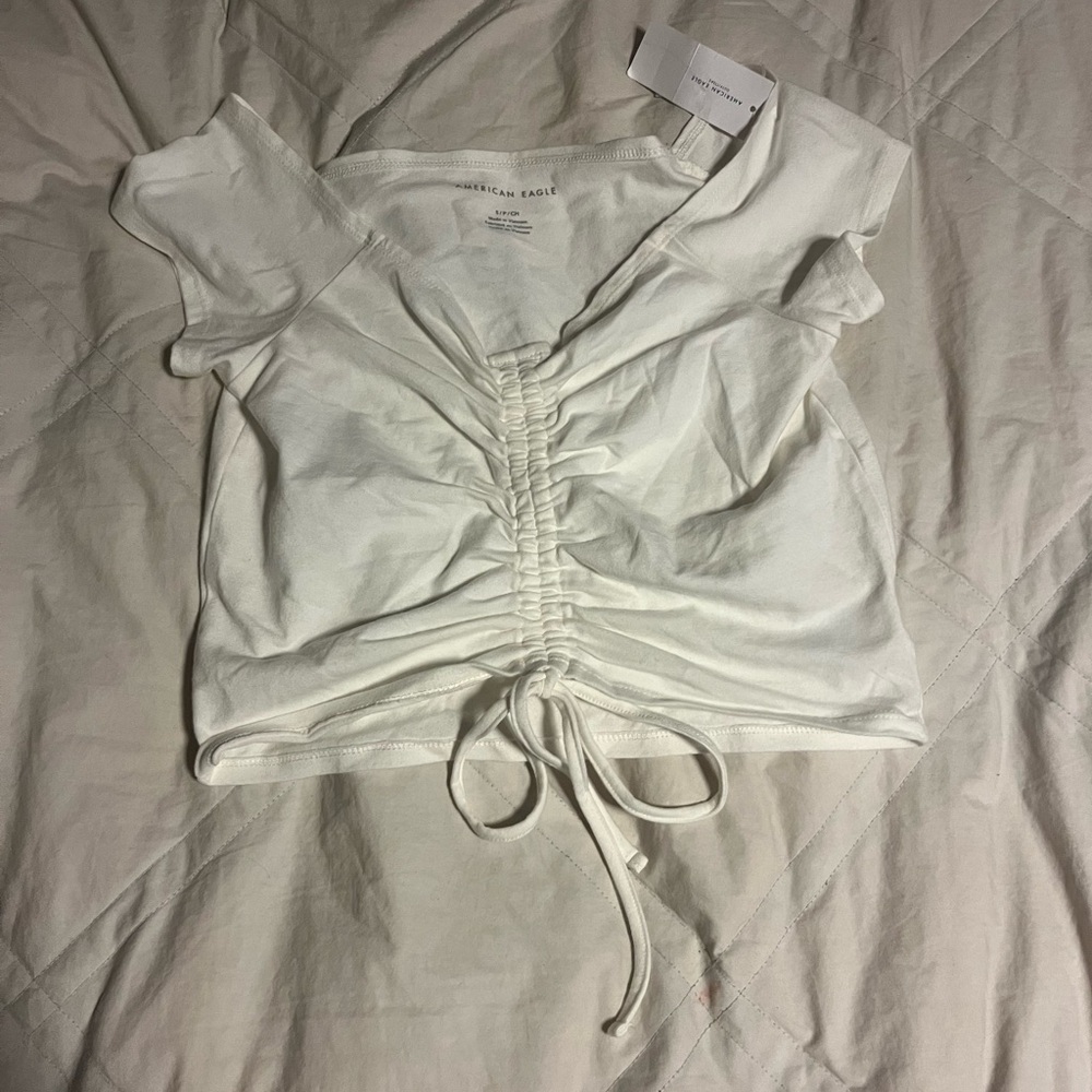 White off the shoulder crop top size: small brand: American eagle